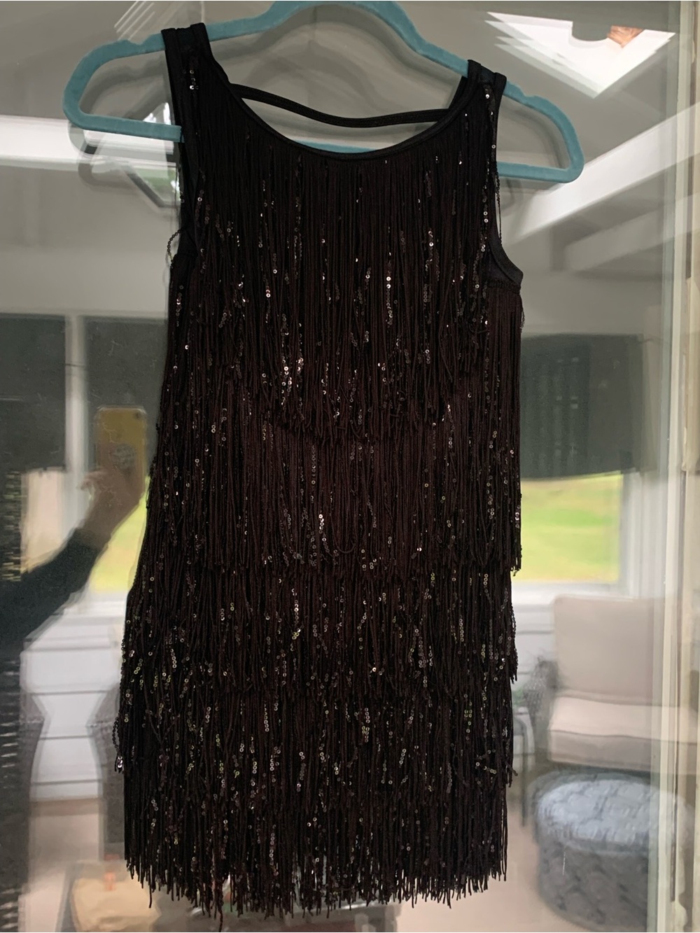 Weissman Leotard Adult Black Sequin Fringe Jazz Dance Costume Flashy Flapper